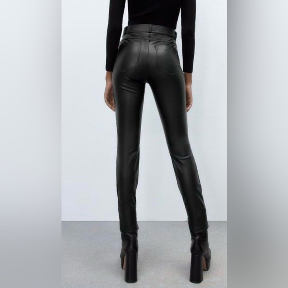 Zara Faux Leather pants with ankle zipper - Picture 2 of 10